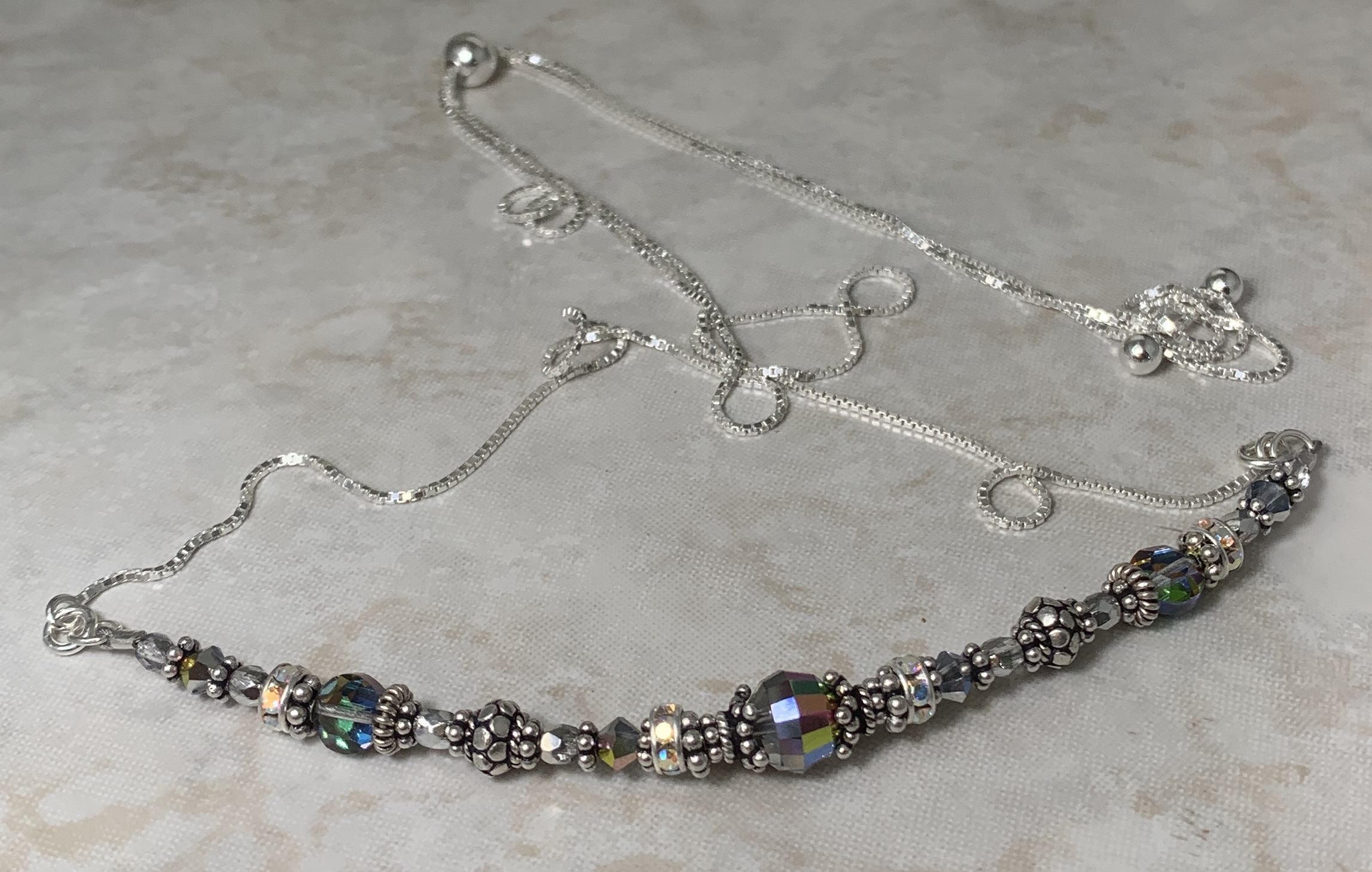 Gorgeous Sterling Silver Adjustable Necklace By Sue Shefts Designs