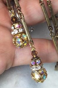 Golden Sparkle, Vintage Watch Chain Lariat-