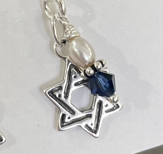 Star of David Sterling Silver Earrings-Star of David, sterling silver, vintage crystal, Israel jewelry, Tel Aviv, Jewish