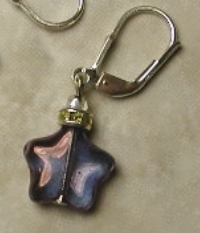 Purple Glass Star Earrings-Sue Shefts, Atlanta jewelry artist, vintage Swarovski crystal, Dunwoody Art, Apple Annie, Marist