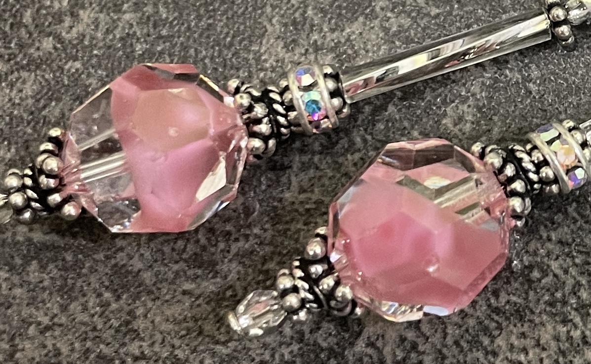 Coral Pink Givre Super Vintage Swarovski Crystal Earrings-