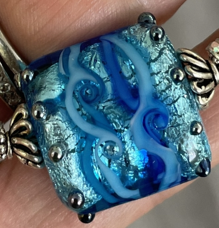 Blue Foiled Sparkle Artisan Curve Bracelet-