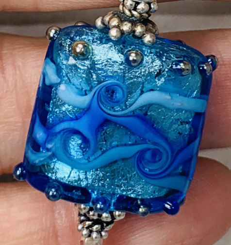 A Blue Foiled Sparkle Artisan Necklace-