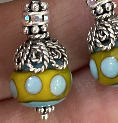 Filigree with Dots of Sky Blue Earrings-