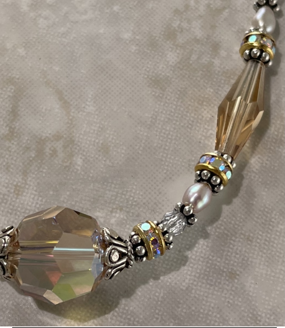 Love This Vintage Crystal Color Sterling Adjustable Necklace-