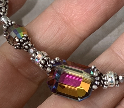 Vintage Colorful Sparkle Angles Vintage Swarovski Crystal Necklace-