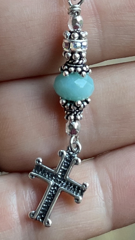 Cross Pendant Necklace Turquoise Faceted Crystal-