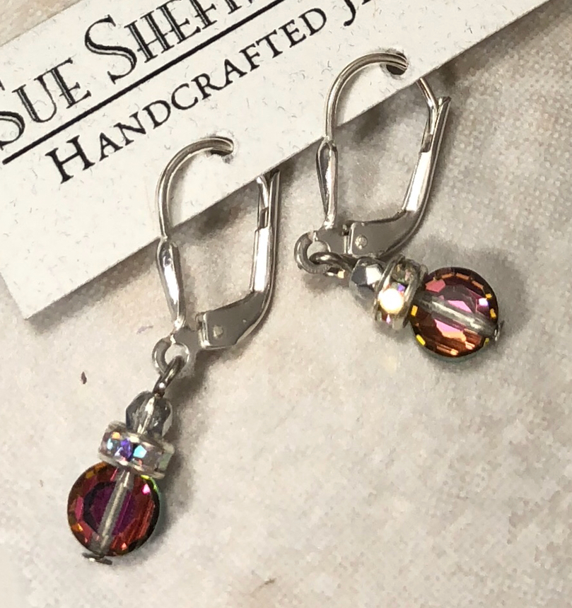 The Perfect Tiny Dangle Earrings!-Sue Shefts, Atlanta jewelry artist, vintage Swarovski crystal, Dunwoody Art, Apple Annie, Marist