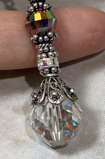 Vintage Aurora Borealis Crystal Front Toggle Necklace-