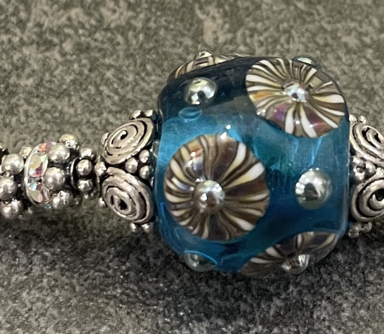 Blue Fireworks Adjustable Art Glass Necklace-