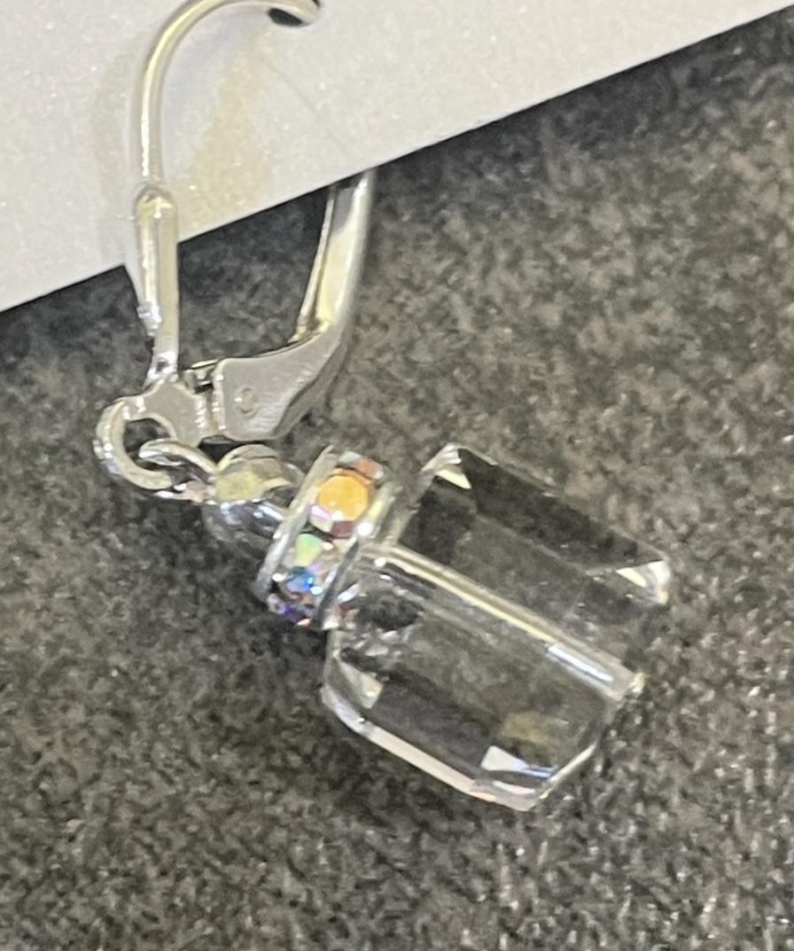 Swarovski Crystal Clear Cube Stunning Earrings-