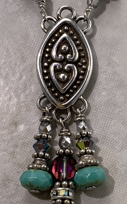 Turquoise Southwest Silver Sparkle Necklace-