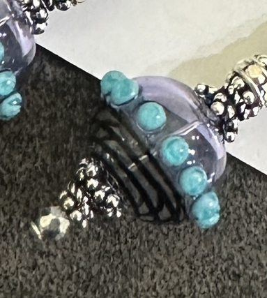Aqua Dotted Blown Glass Beauties Artisan Earrings-