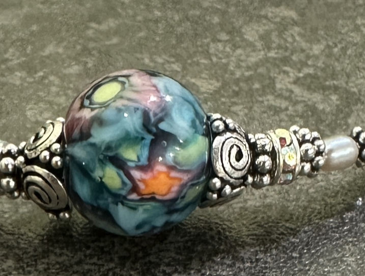 Tie-Dye Beauty Art Glass Adjustable Necklace-