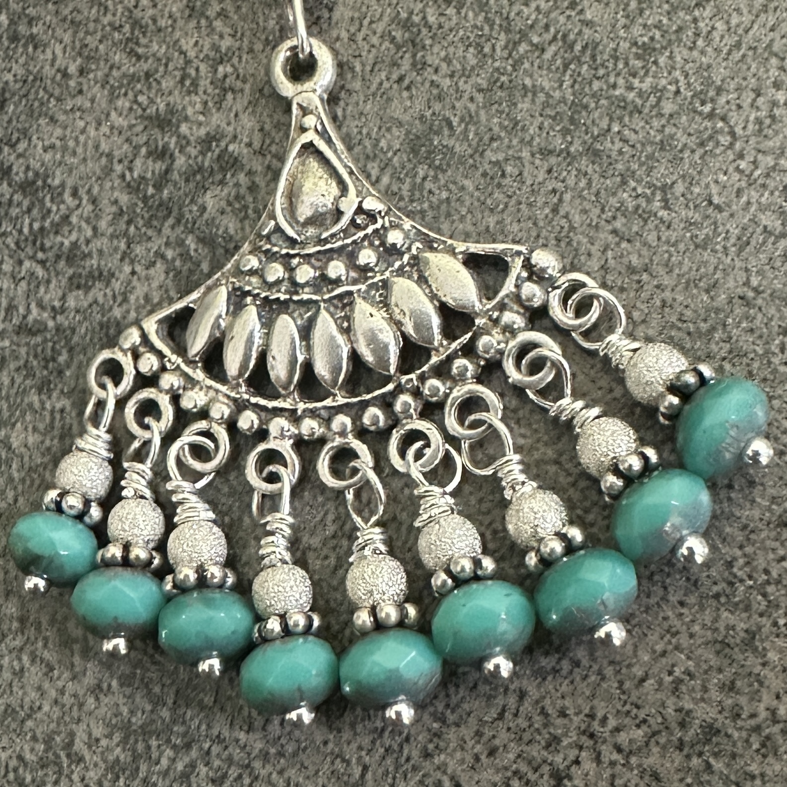 Fantastic Turquoise Crystal Chandelier Pendant Adjustable Necklace-