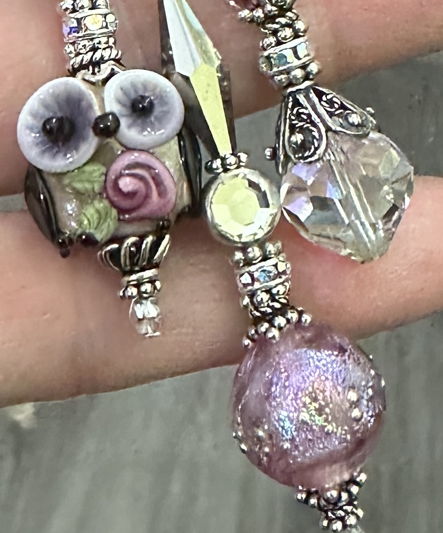 Whooooo Loves Owls, Sweet Purple Floral Version Necklace-