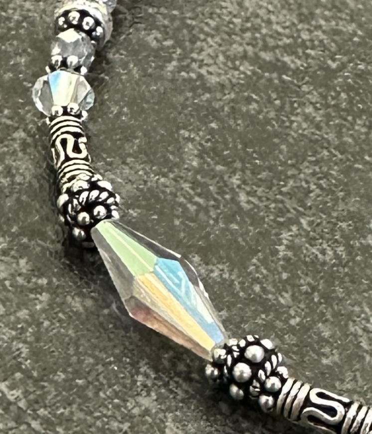 Sterling Silver and Aurora Borealis Crystal Anklet-