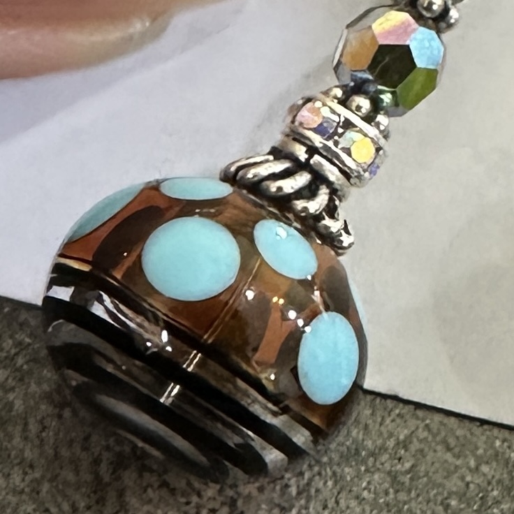 Tortoise and Sky Blue Blown Art Glass Earrings-