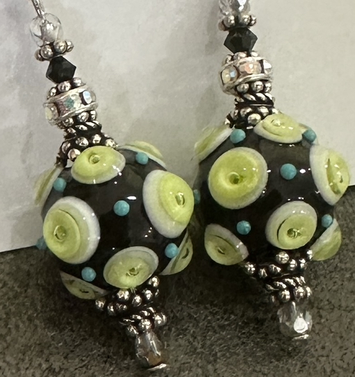 Shiny, Happy Dots Art Glass Earrings-