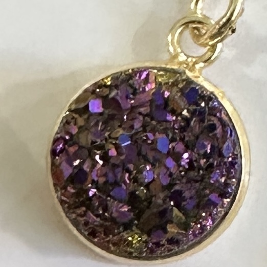 Purple Druzy Golden Sparkle Earrings-
