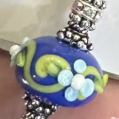 Blue Flower Art Glass Earrings-