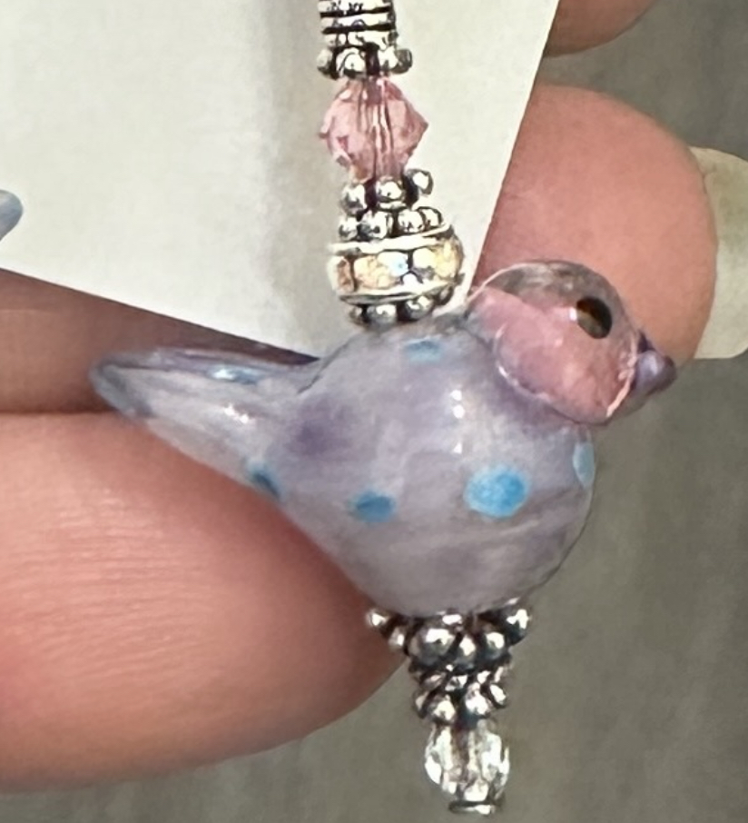 Sweet Art Glass Birdies Earrings-