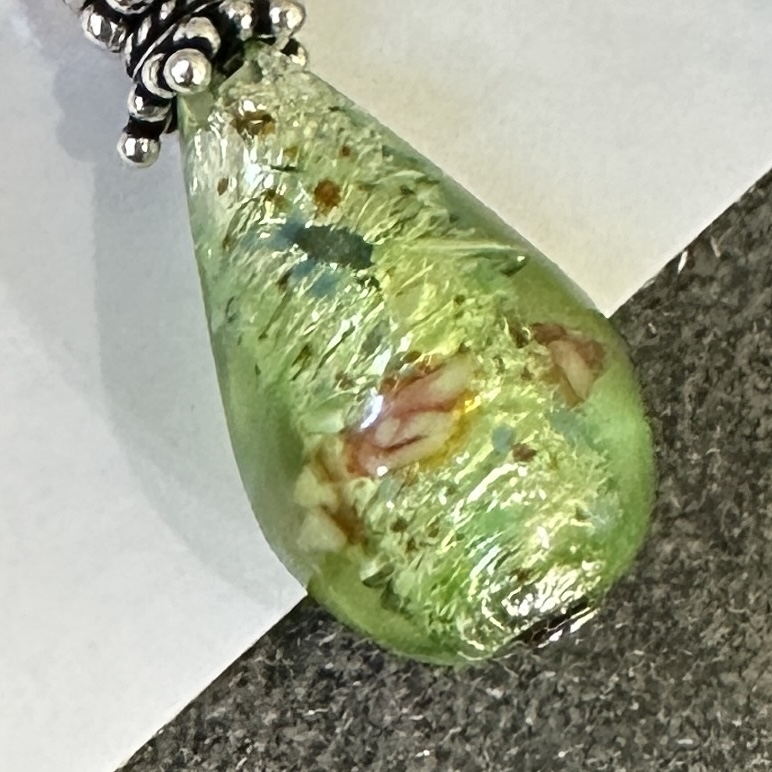 Foiled Chartreuse Green Art Glass Earrings-