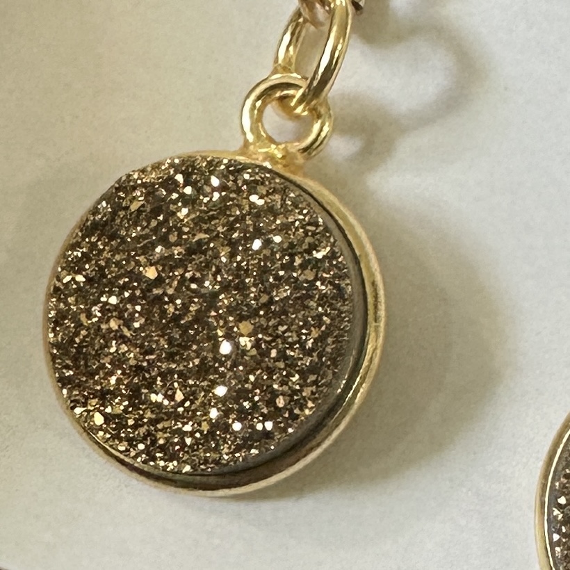 Golden Gold Druzy Sparkle Earrings-