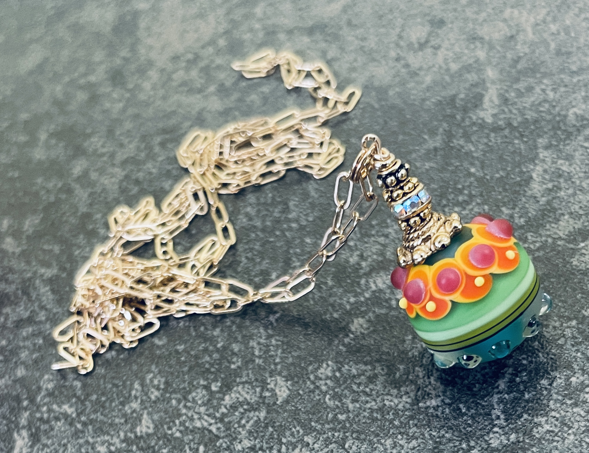 Summer Citrus Art Glass Necklace-