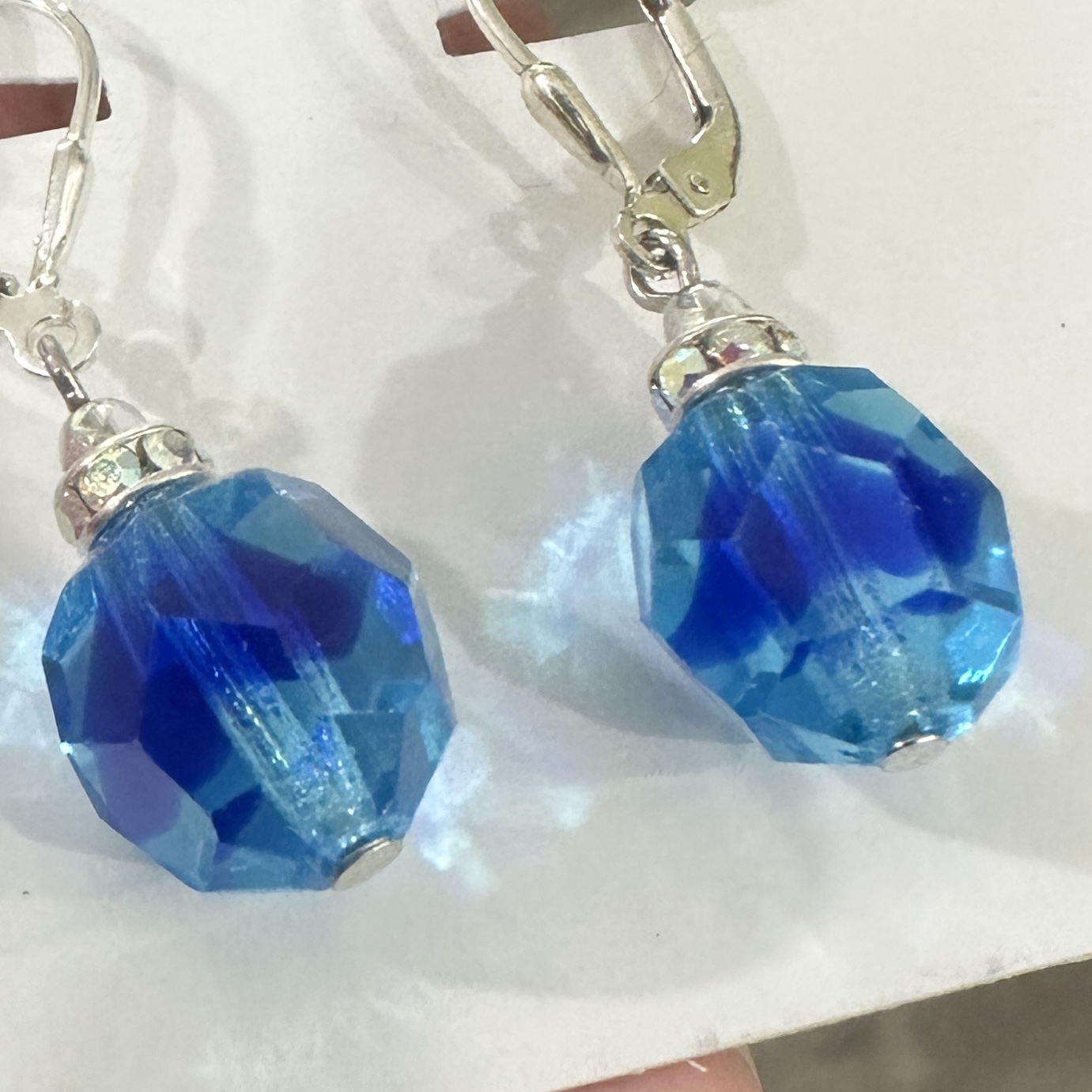 Vintage Shades of Blue Crystal Earrings-