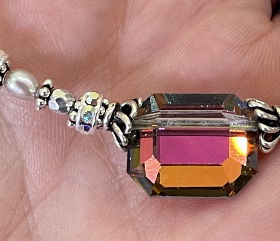 Aurora Borealis Angles Colorful Vintage Swarovski Crystal AdJUsTaBLe Necklace-