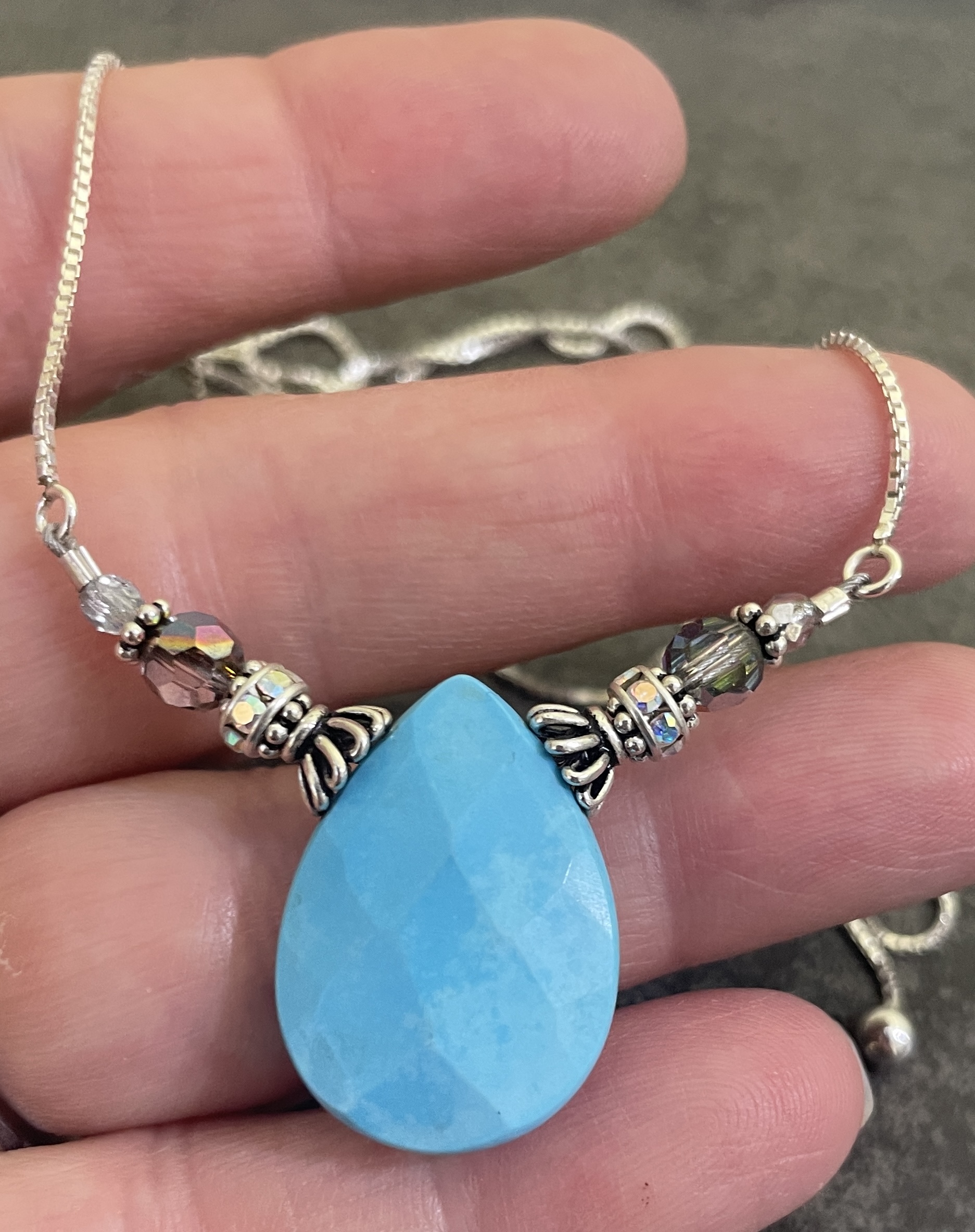 Turquoise Faceted Adjustable Necklace-