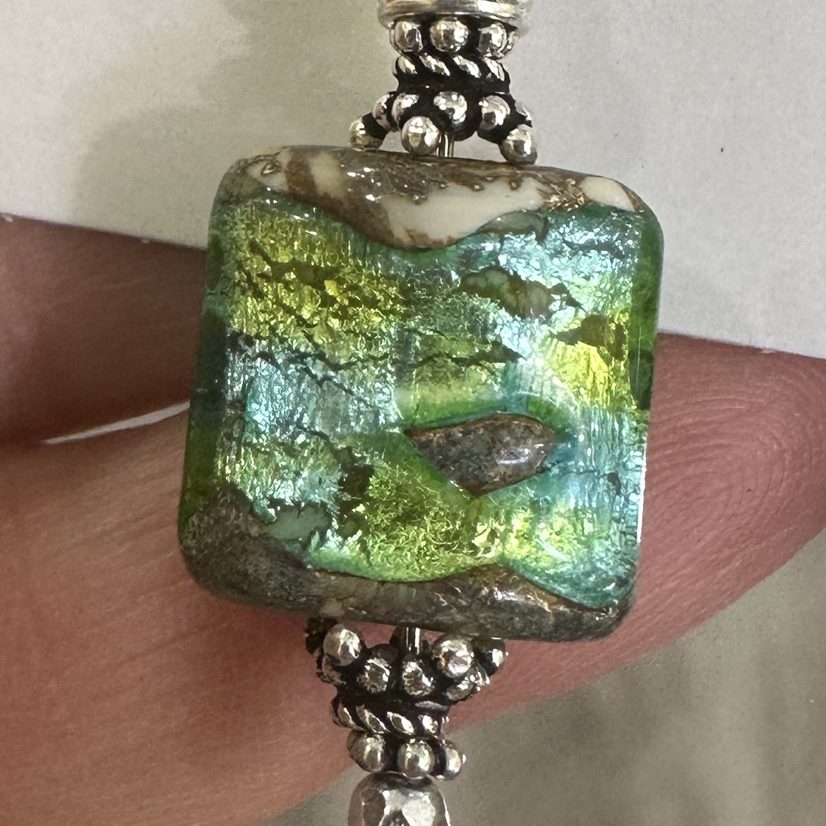 Ancient Lime Fabulous Art Glass Earrings-