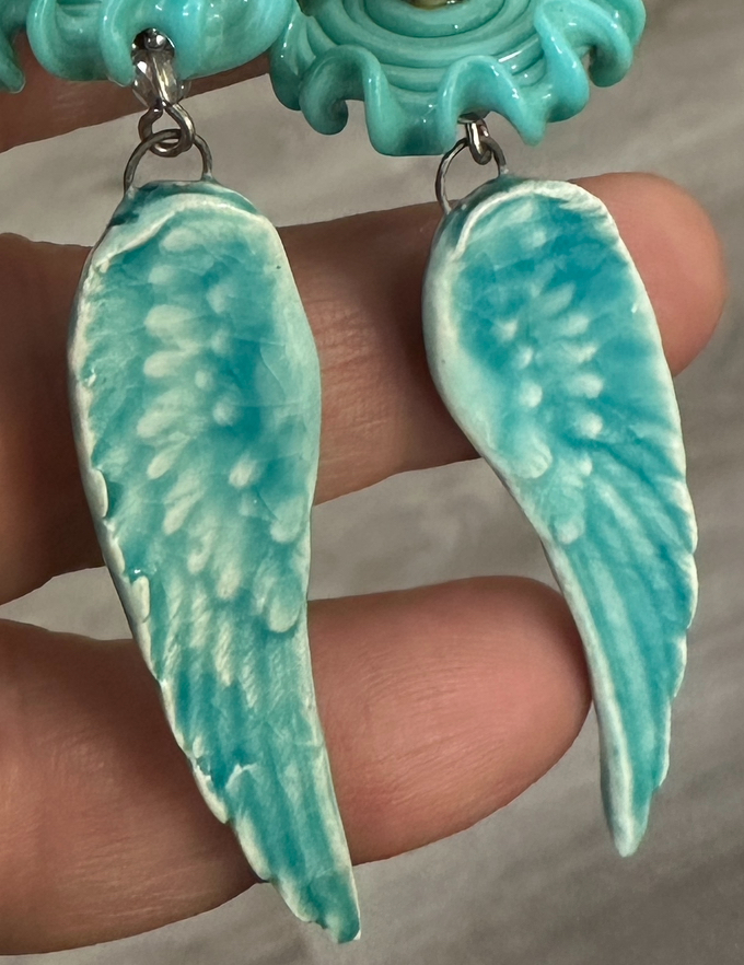 Turquoise Angel Wings Artisan Earrings-