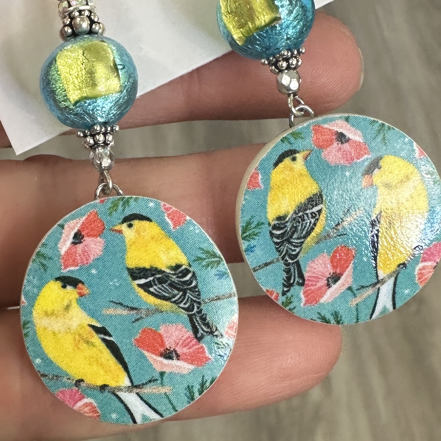 Charming Goldfinch Artisan Earrings-