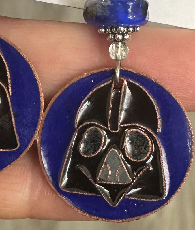 Darth Vader Enameled Charm Artisan Earrings-