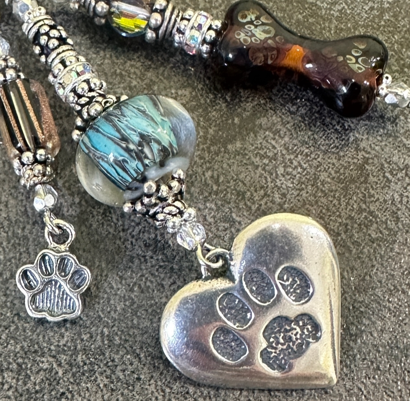 Puppy LoVe Art Glass and Sterling Necklace-